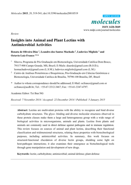 Insights Into Animal and Plant Lectins with Antimicrobial Activities