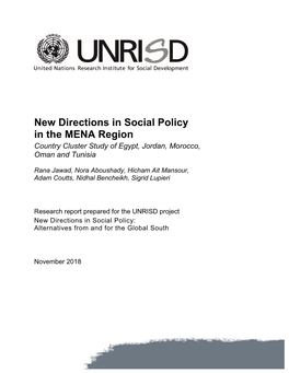 New Directions in Social Policy in the MENA Region Country Cluster Study of Egypt, Jordan, Morocco, Oman and Tunisia