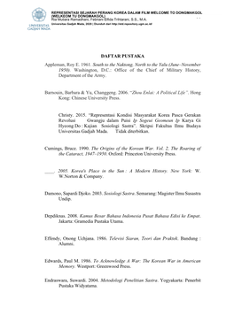 DAFTAR PUSTAKA Appleman, Roy E. 1961. South to the Naktong, North to the Yalu (June–November 1950)