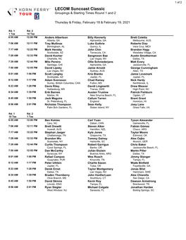 Round 1 & 2 Groups