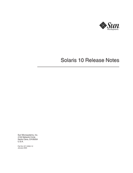 Sun Microsystems Solaris 10 Release Notes