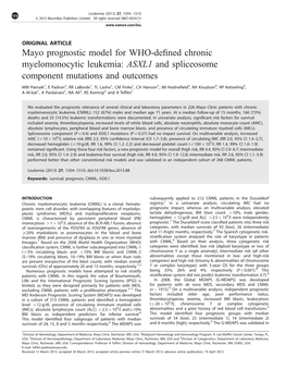 Mayo Prognostic Model for WHO-Defined Chronic