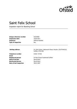 Saint Felix School Inspection Report for Boarding School