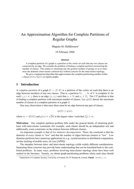 An Approximation Algorithm for Complete Partitions of Regular Graphs