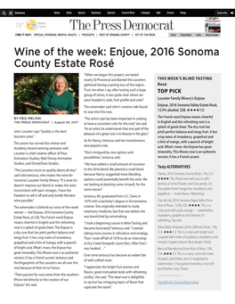 Wine of the Week: Enjoué, 2016 Sonoma County Estate Rosé