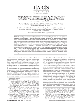 Design, Synthesis, Structure, and Gas (N2, Ar, CO2, CH4, and H2