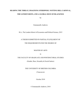 NOTTING HILL CARNIVAL, the LONDON RIOTS, and a GLOBAL ISSUE of BLACKNESS by Emmanuelle