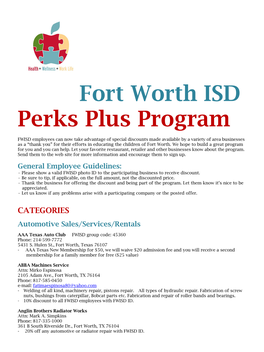 Fort Worth ISD Perks Plus Program