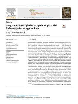 Enzymatic Demethylation of Lignin for Potential Biobased Polymer Applications