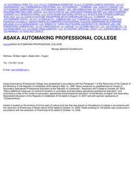 Asaka Automaking Professional College