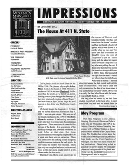 Impressions Washtenaw County Historical Society Newsletter • May 2001