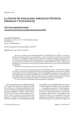 La Fuente De Foncalada: Paralelos Técnicos, Formales Y Funcionales