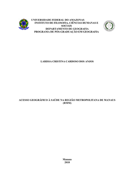 Universidade Federal Do Amazonas Instituto De Filosofia, Ciências Humanas E Sociais Departamento De Geografia Programa De Pós-Graduação Em Geografia