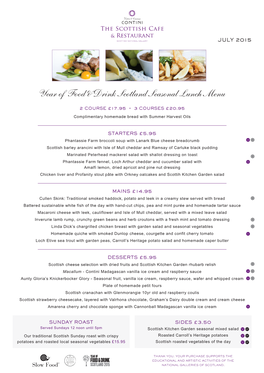 Year of Food & Drink Scotland Seasonal Lunch Menu