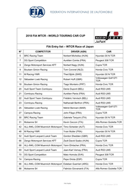 2018 Fia Wtcr - World Touring Car Cup