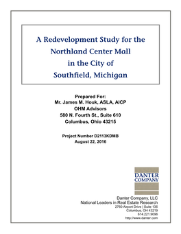 A Redevelopment Study for the Northland Center Mall in the City of Southfield, Michigan