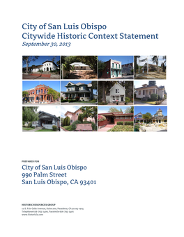 City of San Luis Obispo Citywide Historic Context Statement September 30, 2013