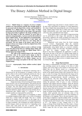 The Binary Addition Method in Digital Image