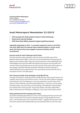 Audi Motorsport Newsletter 31/2015