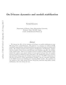 On D-Brane Dynamics and Moduli Stabilization