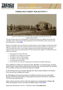 Tanks Fact Sheet for Activity 1