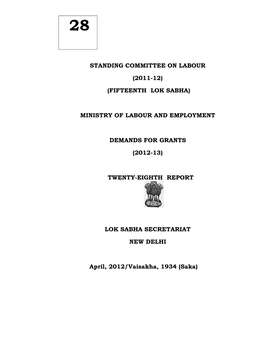 (2011-12) (Fifteenth Lok Sabha) Ministry of Labour And