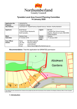 Tynedale Local Area Council Planning Committee 14 January 2020