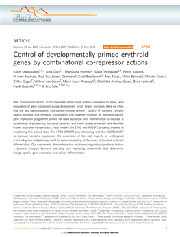 Control of Developmentally Primed Erythroid Genes by Combinatorial Co-Repressor Actions