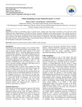 Pollen Morphology of Some Euphorbia Species: a Review