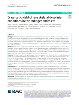 Diagnostic Yield of Rare Skeletal Dysplasia Conditions in the Radiogenomics Era Ataf H