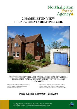 2 Hambleton View Hornby, Great Smeaton Dl6 2Jl