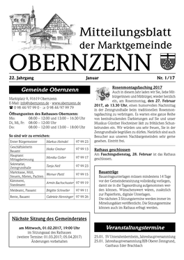 Mit Tei Lungs Blatt Der Markt Gemein De OBERNZENN 22