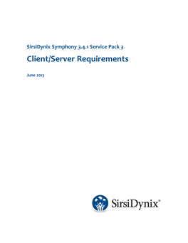 Sirsidynix Symphony Client/Server Requirements