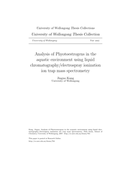 Analysis of Phyotoestrogens in the Aquatic Environment Using Liquid Chromatography/Electrospray Ionization Ion Trap Mass Spectrometry