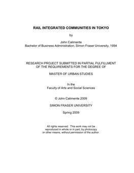 Rail Integrated Communities in Tokyo