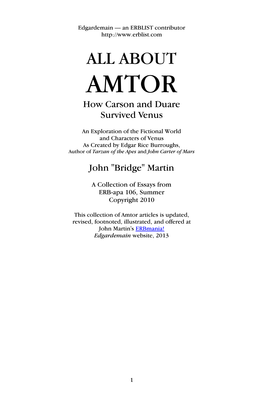 ALL ABOUT AMTOR How Carson and Duare Survived Venus