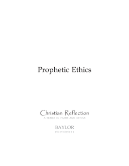 Prophetic Ethics