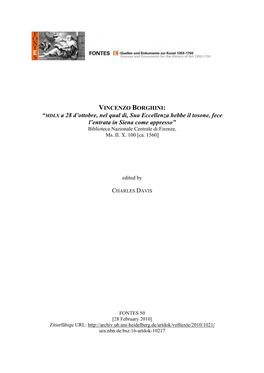 VINCENZO BORGHINI: “MDLX a 28 D'ottobre, Nel Qual Dì, Sua