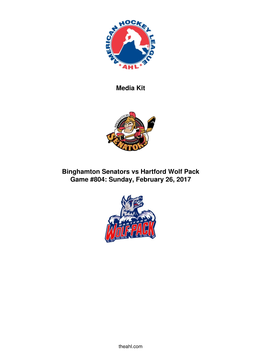 Media Kit Binghamton Senators Vs Hartford Wolf Pack Game #804