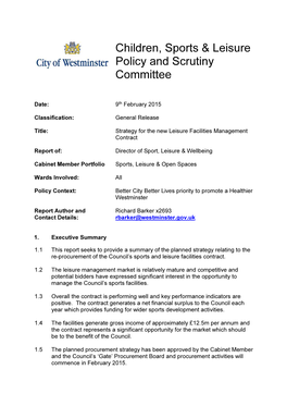 Children, Sports & Leisure Policy and Scrutiny Committee