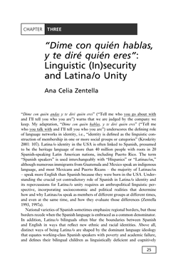 Dime Con Quíén Hablas Y Te Diré Quién Eres: Linguistic