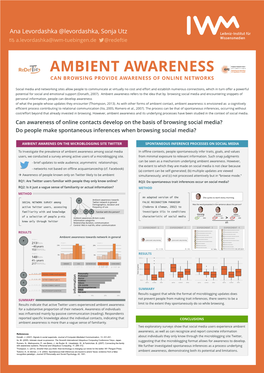 Ambient Awareness Can Browsing Provide Awareness of Online Networks