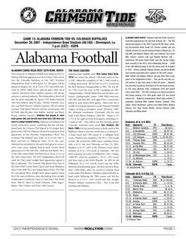2007 Alabama Game Notes (Vs. Colorado).Qxp