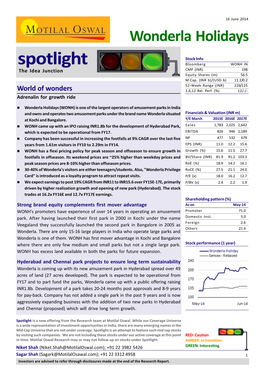 Spotlight Bloomberg WONH in the Idea Junction CMP (INR) 198 Equity Shares (M) 56.5 M.Cap