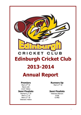 Edinburgh Cricket Club 2013-2014 Annual Report