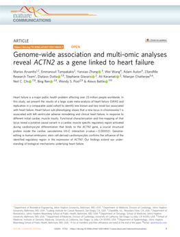 Genome-Wide Association and Multi-Omic Analyses Reveal ACTN2 As a Gene Linked to Heart Failure