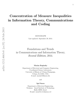 Concentration of Measure Inequalities in Information Theory
