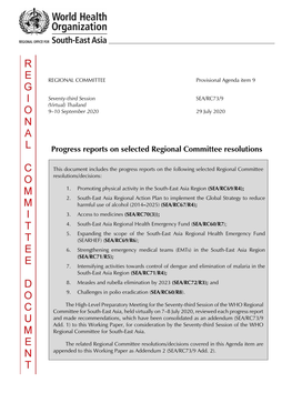 Progress Reports on Selected Regional Committee Resolutions