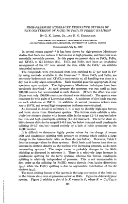 TO Fe(II) in FERRIC HALIDES* Fe(III) Center. Splitting Is Relatively