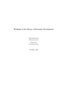 Readings in the Theory of Economic Development